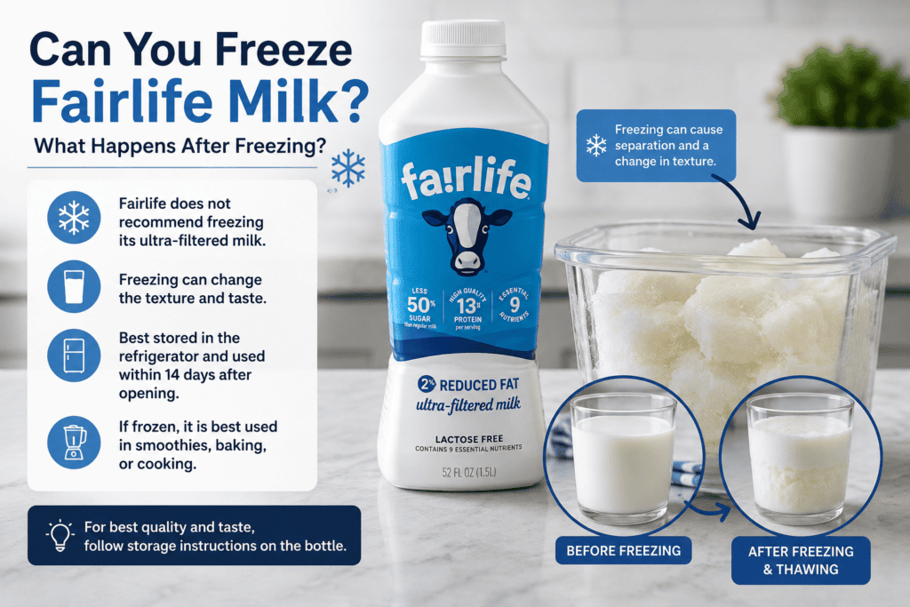 Can you freeze Fairlife milk and what happens after freezing