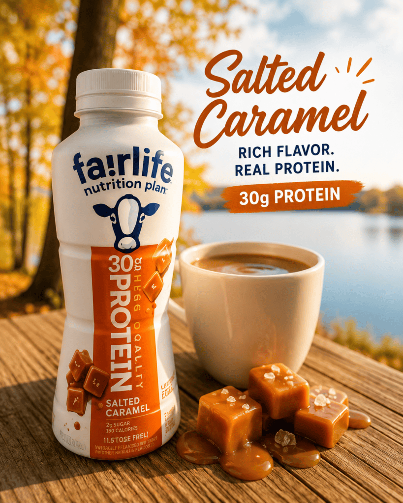 Fairlife Salted Caramel protein shake with caramel flavor