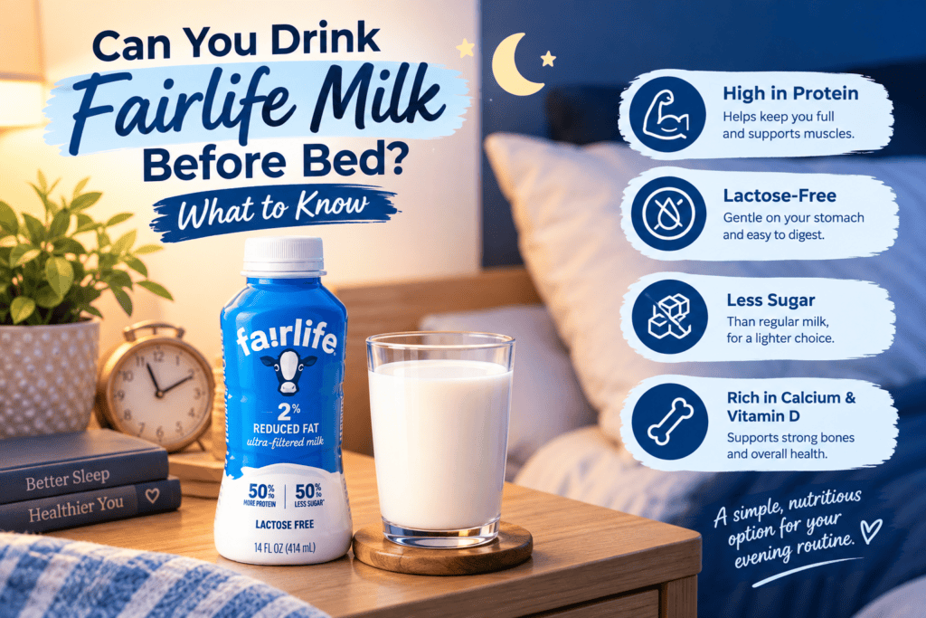 Fairlife milk before bed in a glass